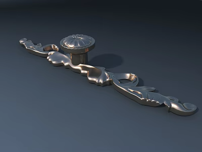 Classic Carved Metal Furniture Handle With Intricate Floral Design Details 3d model