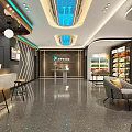Modern Commercial Interior Design With Reception Counter Seating And Product Shelves