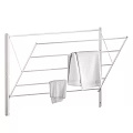 Silver Clothes Drying Rack With Gray Towels Including Large And Small Sizes 3d model