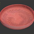 Intricate Pink Red Marbled Sculpture Bowl With Artistic Leaf Patterns
