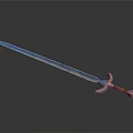 Medieval Long Sword with Textured Blade Brown Handle and Metal Hilt