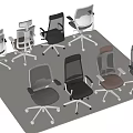 Modern Office Chairs With Mesh Back Multiple Colors And Swivel Rolling Casters 3d model