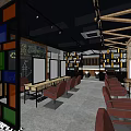 Modern Beauty Hair Salon Interior With Wooden Counter Colorful Decor And Comfortable Seating