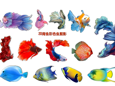 20 Colorful Fish Silhouette Pendants for Home Decorative Hanging Ornaments 3d model