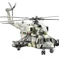 Military Camouflage Helicopter With Twin Rotors And Detailed Fuselage Design