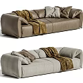 Cozy Modern Two Seater Sofa with Soft Velvet Upholstery and Warm Throw Blanket