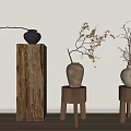 Quiet Air-dried Branch Vase Flower Art 3d model