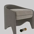 Modern Minimalist Light Gray Single Sofa With Curved Armrests And Decorative Colored Balls