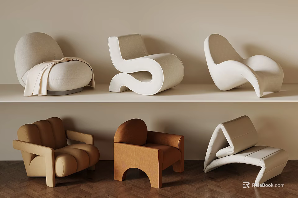 Modern Chair Designs With Various Styles And Color Options On 3d model 
