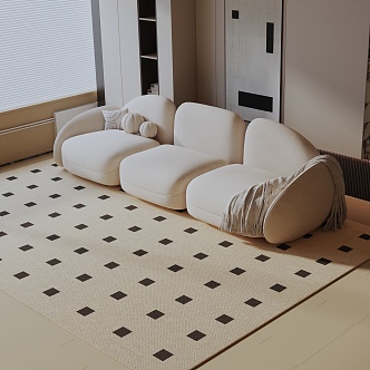 Modern three-seat sofa 3d model