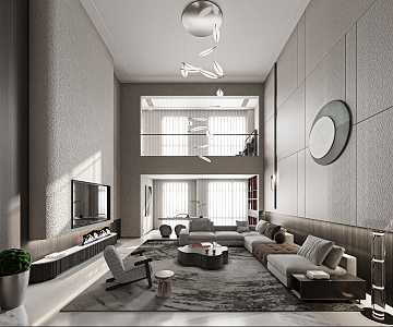 Light Luxury Style Villa Living Room Pick Empty Living Room 3d model