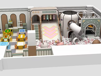 Indoor Kids Playground With Slide Ball Pit And Interactive Play Areas 3d model