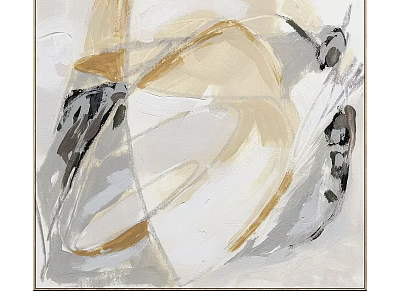 Abstract Painting Frame With Neutral Tones Gold Accents And Curved Lines 3d model