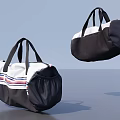 Black And White Striped Duffel Bags With Hand Straps For Travel Use