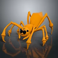 Orange Spider 3D Model With Black Eyes Eight Legs And Minimalist Geometric Design