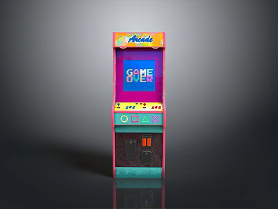 Vintage Arcade Machine With Colorful Screen Buttons Coin Slot And Control Panel 3d model