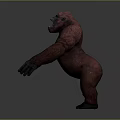 3D Gorilla Character Displaying Red Gray Fur Open Mouth And Muscular Posture