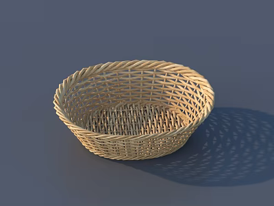 Light Colored Handwoven Wicker Basket For Household Storage And Everyday Use 3d model