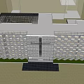Modern Office Building Exterior With Geometric Patterned Facade And Glass Windows 3d model