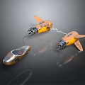 Futuristic Orange Flying Car with Connected Sections and Wing Structures in Advanced Design 3d model