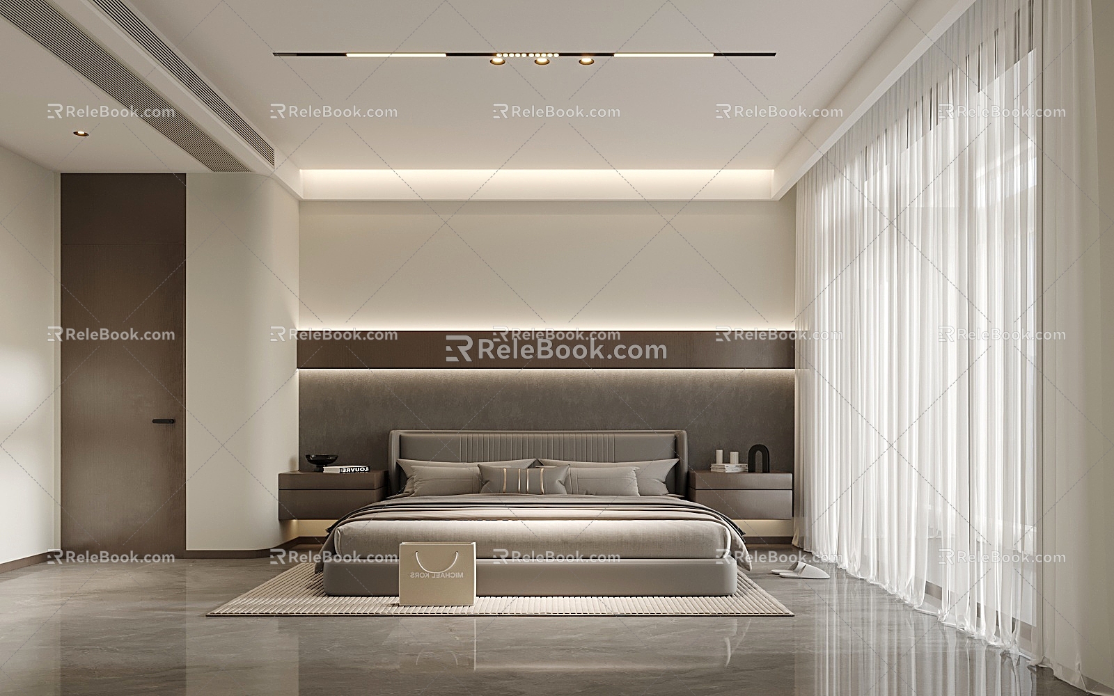 Original minimalist master bedroom second bedroom home decoration design 3d model