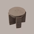Elegant Modern Beige Stone Side Table With Unique Geometric Base Design Structure 3d model