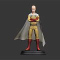 Bald Superhero Character Figurine With Yellow Uniform Red Boots and White Cape