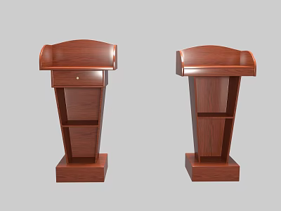 Brown Wooden Desks With Drawer And Shelves For Office Study Use 3d model