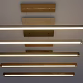 Modern Long Pendant Lights with Wooden and Metal Frames Hanging from Ceiling