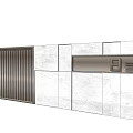 Modern Feature Wall Design With Vertical Stripes And Stone Panel Elements 3d model