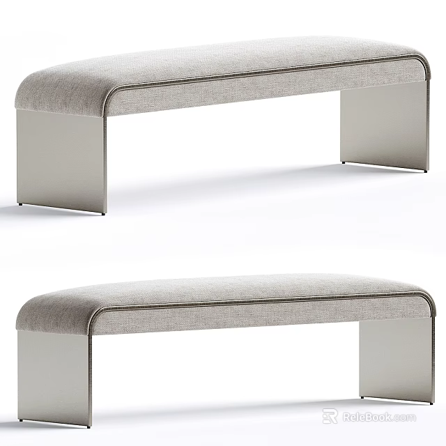 Modern Upholstered Bench With Sleek Metal Frame And Comfortable Fabric Seat Surface 3d model 