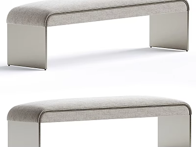 Modern Upholstered Bench With Sleek Metal Frame And Comfortable Fabric Seat Surface 3d model