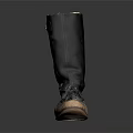 Black Leather Worn Tall Boots With Zipper And Buckle Strap Design