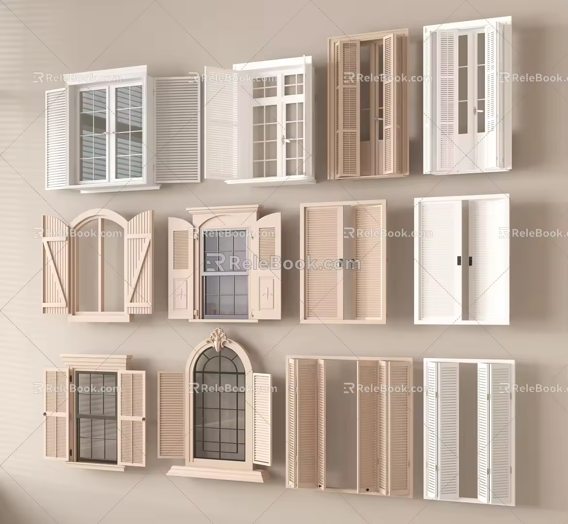 Modern folding door sliding glass folding shutter 3d model