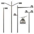 Modern Stainless Steel Outdoor Lights with Lamp Posts and Multiple Light Heads