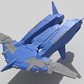 Futuristic Blue 3D Sci-Fi Spaceship Model With Detailed Wings And Structure 3d model