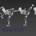 3D Anime Game Character With White Hair Green Outfit Multiple Action Poses