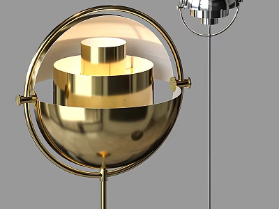 Elegant Gold Spherical Chandelier With Modern Layered Design And Metal Frame 3d model