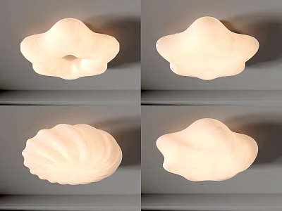 Modern Sculptural Ceiling Lights With Various Curved Shapes And Soft Glow Design 3d model