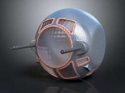 Spherical Metal Weapon With Futuristic Design Transparent Sections And Dual Barrels 3d model
