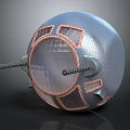 Spherical Metal Weapon With Futuristic Design Transparent Sections And Dual Barrels