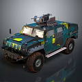Military Tank With Camouflage Paint Top Machine Gun And Large Off Road Tires