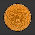 Homemade Freshly Baked Golden Round Tart With Intricate Spiral Swirl Design