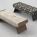 Modern Sofa Benches With Patterned And Solid Fabric Upholstery Wooden And Black Legs 3d model