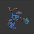 Children's Tricycle Design With Blue Frame Gray Handlebars And Three Wheels