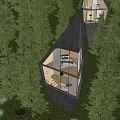 Modern Forest Guesthouse With Geometric Wooden Structure Glass Windows And Warm Interior Lights