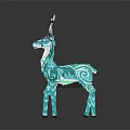 Elegant Blue Crystal Deer Ornament With Swirl Patterns And Shiny Antlers