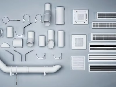 Various Types of Air Conditioner Vents and Ventilation Components for HVAC Systems 3d model