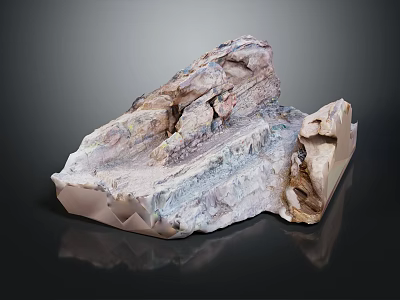 Natural Wood and Stone Decorative Piece with Irregular Shape and Color Variations 3d model