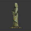 Man Statue In Long Robes With Beard Standing On Decorative Base